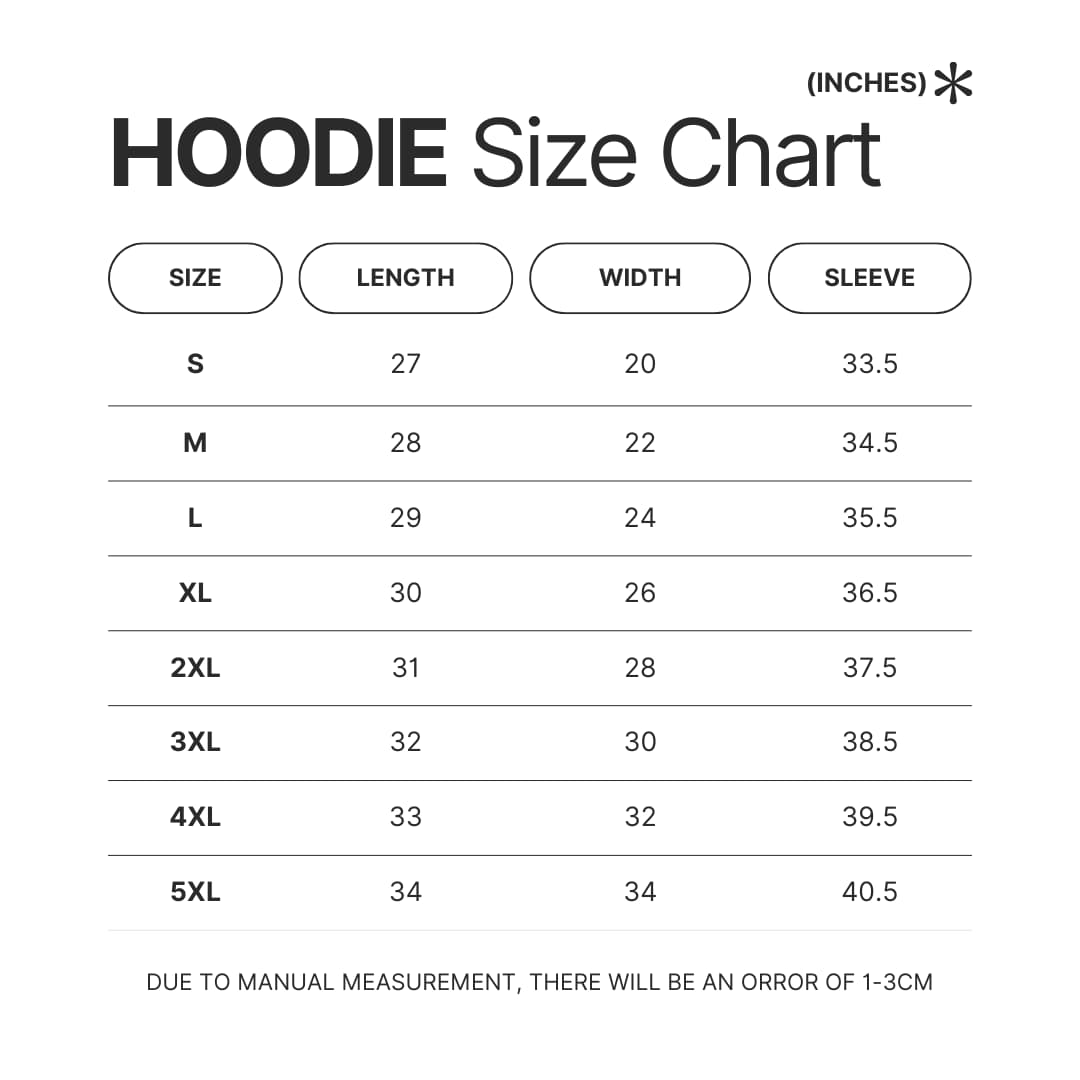 Hoodie Size Chart - Gravity Falls Shop