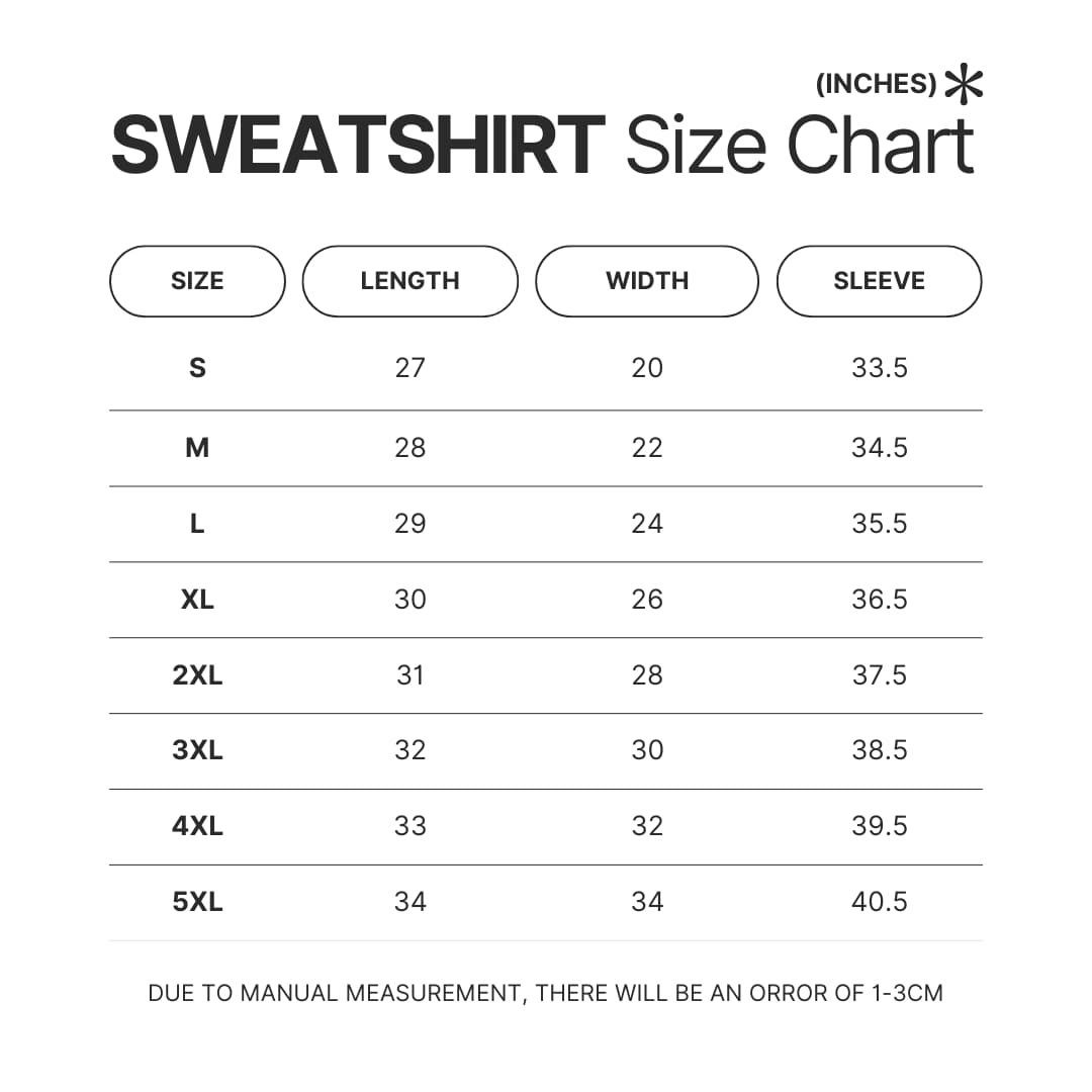 Sweatshirt Size Chart - Gravity Falls Shop