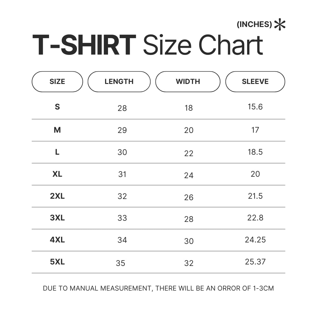 T shirt Size Chart - Gravity Falls Shop