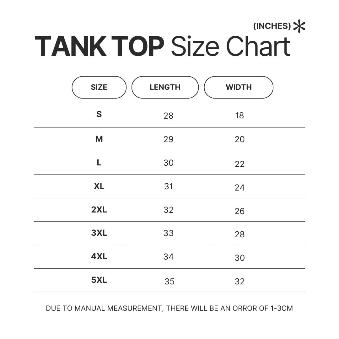 Tank Top Size Chart - Gravity Falls Shop