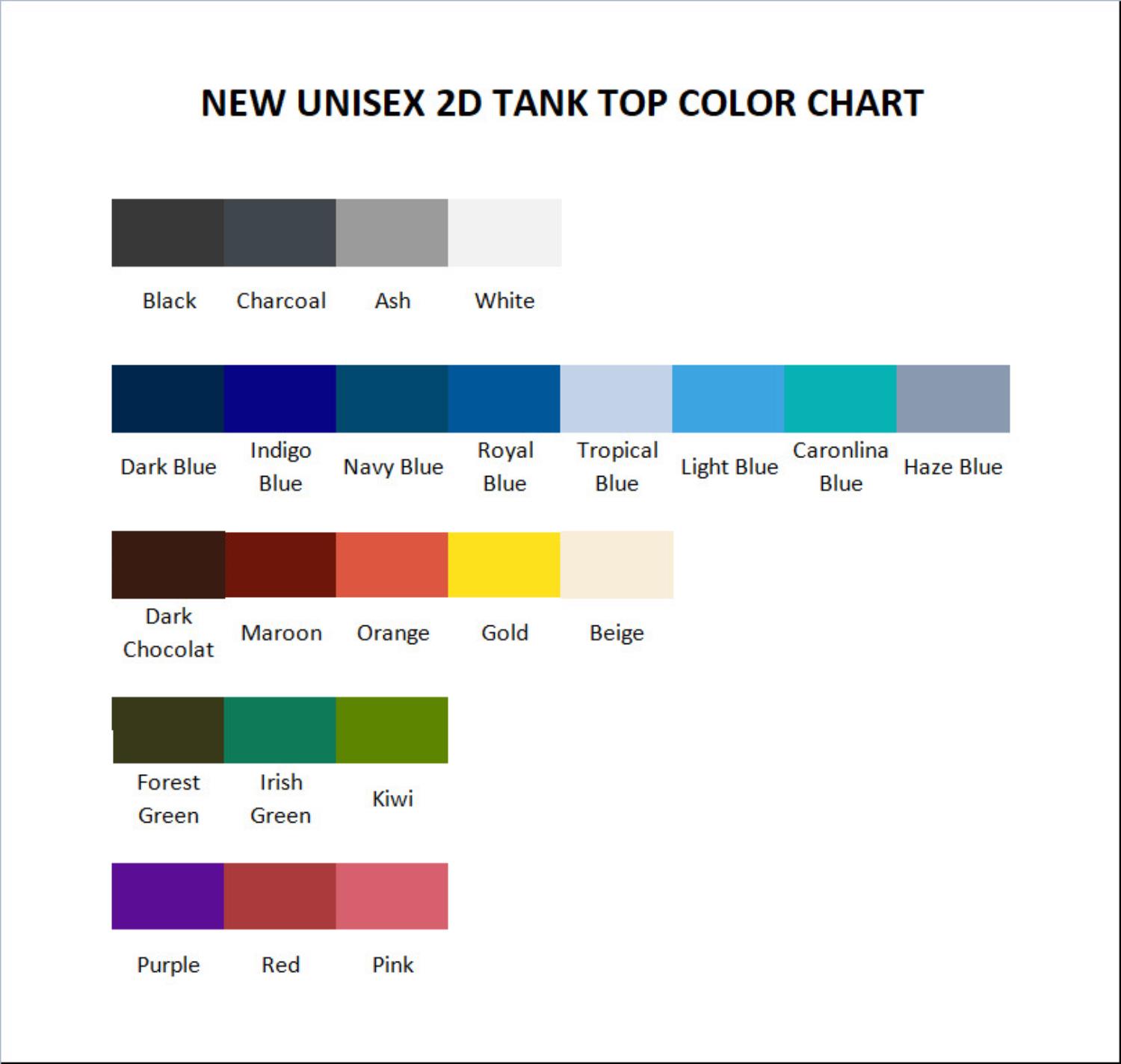 tank top color chart - Gravity Falls Shop