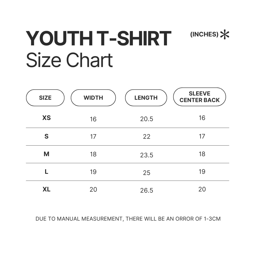 Youth T shirt Size Chart - Gravity Falls Shop
